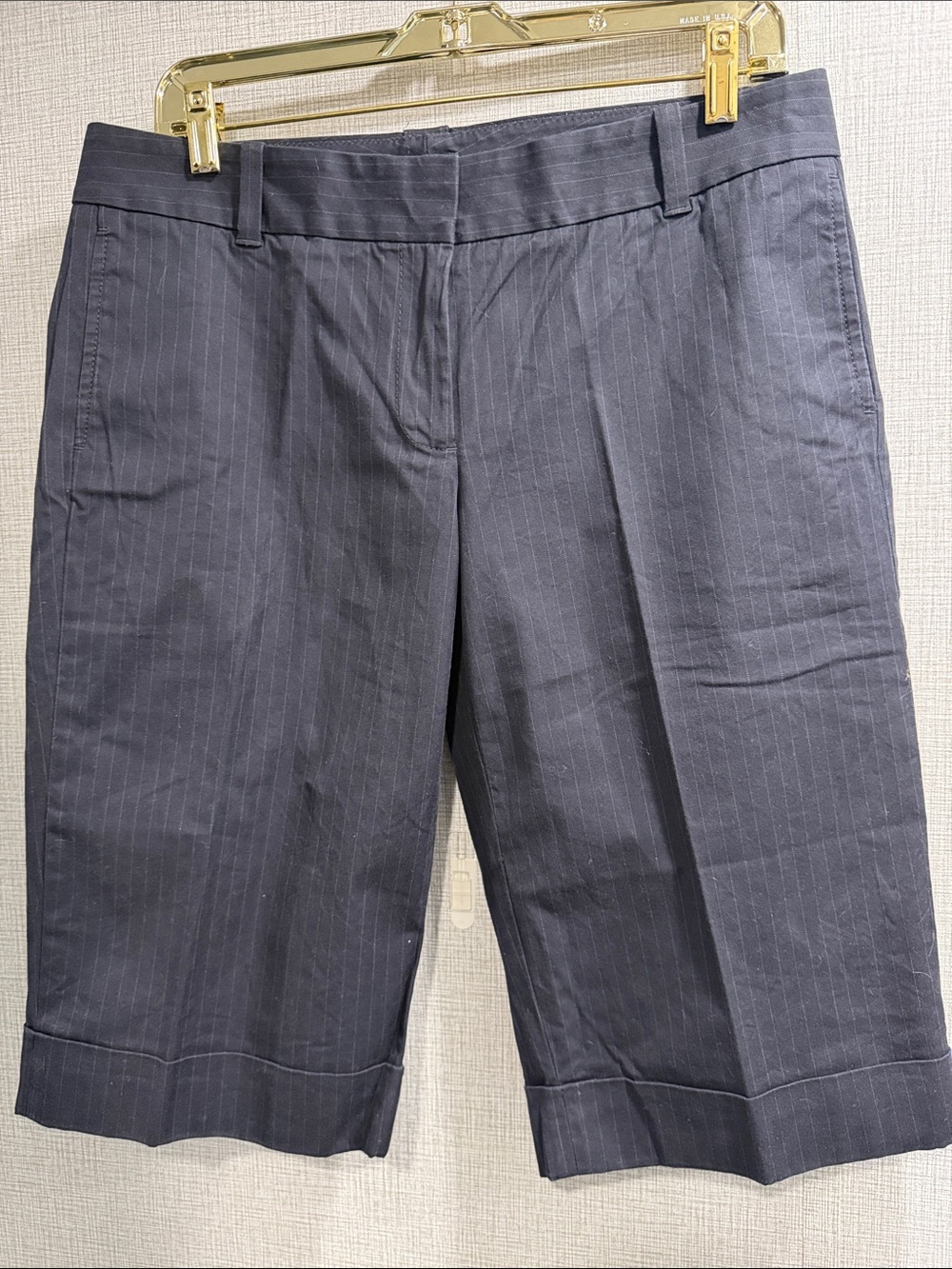 Vintage J.Crew Navy & White Pinstripe Bermuda Short Size 10